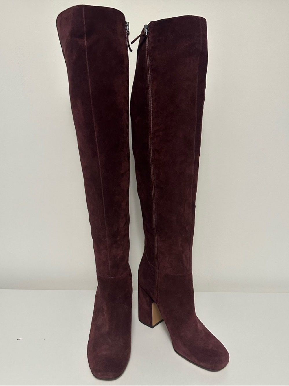 Women's Tall Suede Knee-High Boots in Burgundy